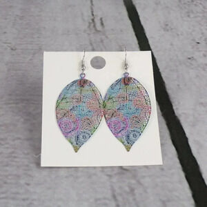 Beautiful Skeleton Leaf Dangle  Multi-Colored Earrings